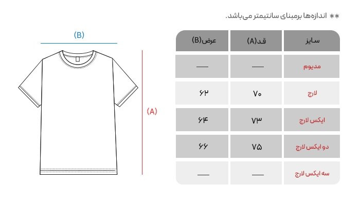 جدول سایز تیشرت باکسی گل دوزی کنزو مدل T-109